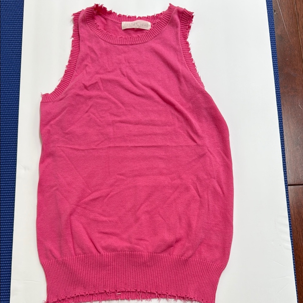 Vibrant Pink Ribbed Sleeveless Tank Top